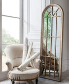 Tall Weathered Wood Panelled Window Mirror 2