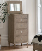Tall Wooden Parquet Styled Chest Of Drawers 7
