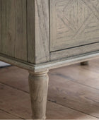 Tall Wooden Parquet Styled Chest Of Drawers