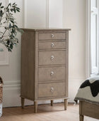 Tall Wooden Parquet Styled Chest Of Drawers 1