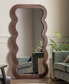 Tall Wooden Wavy Edge Leaner Mirror