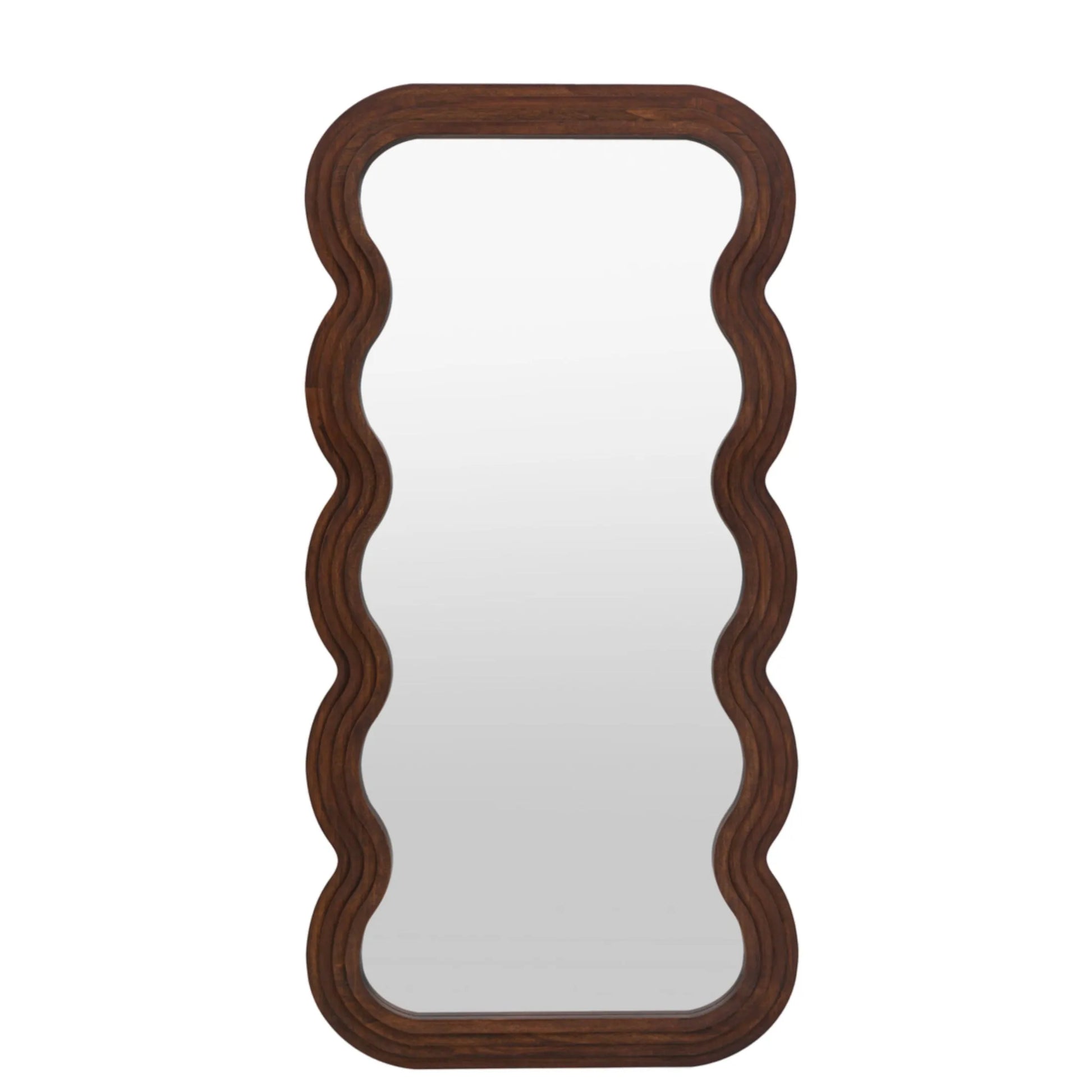 Tall Wooden Wavy Edge Leaner Mirror 1