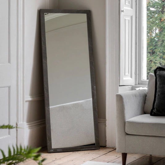 Tall Marbled Grey Rectangular Leaner Mirror 66