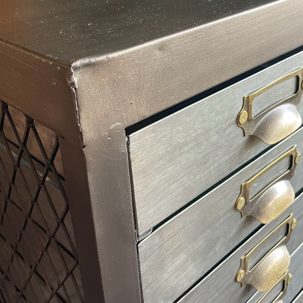 Tall Slim Industrial Metal Multi Drawer Cabinet