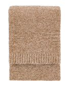 Beige knitted blanket on a white background