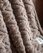 Taupe Herringbone Faux Fur Throw 55