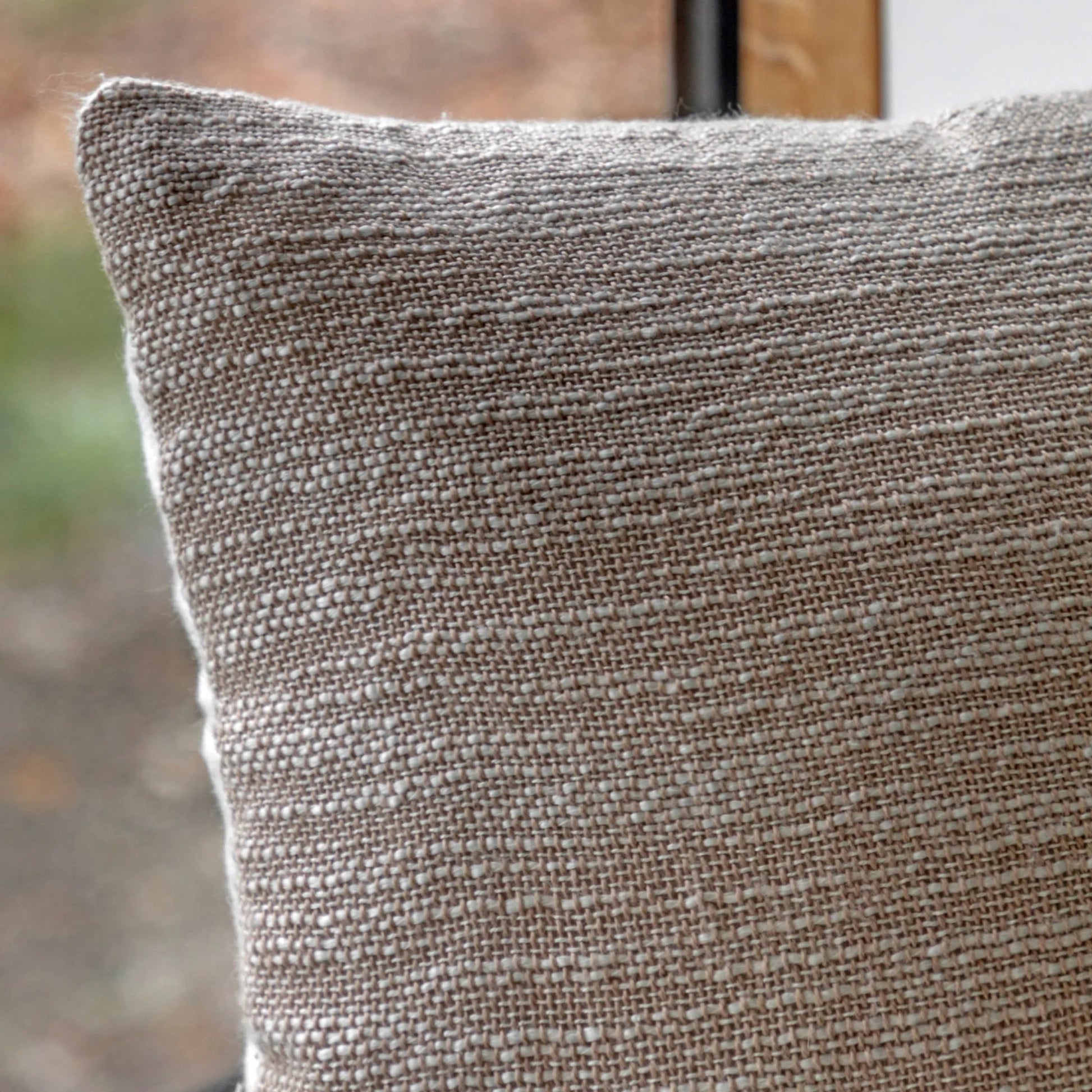 Taupe Textured Weave Cushion