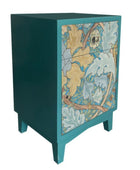 Teal Art Nouveau Metal Bedside Cabinet 4