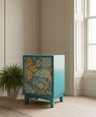 Teal Art Nouveau Metal Bedside Cabinet 6