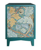 Teal Art Nouveau Metal Bedside Cabinet 1