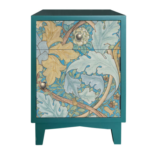 Teal Art Nouveau Metal Bedside Cabinet 1