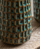 Teal Brown Reactive Glaze Ceramic Vase Set 5