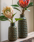 Teal Brown Reactive Glaze Ceramic Vase Set