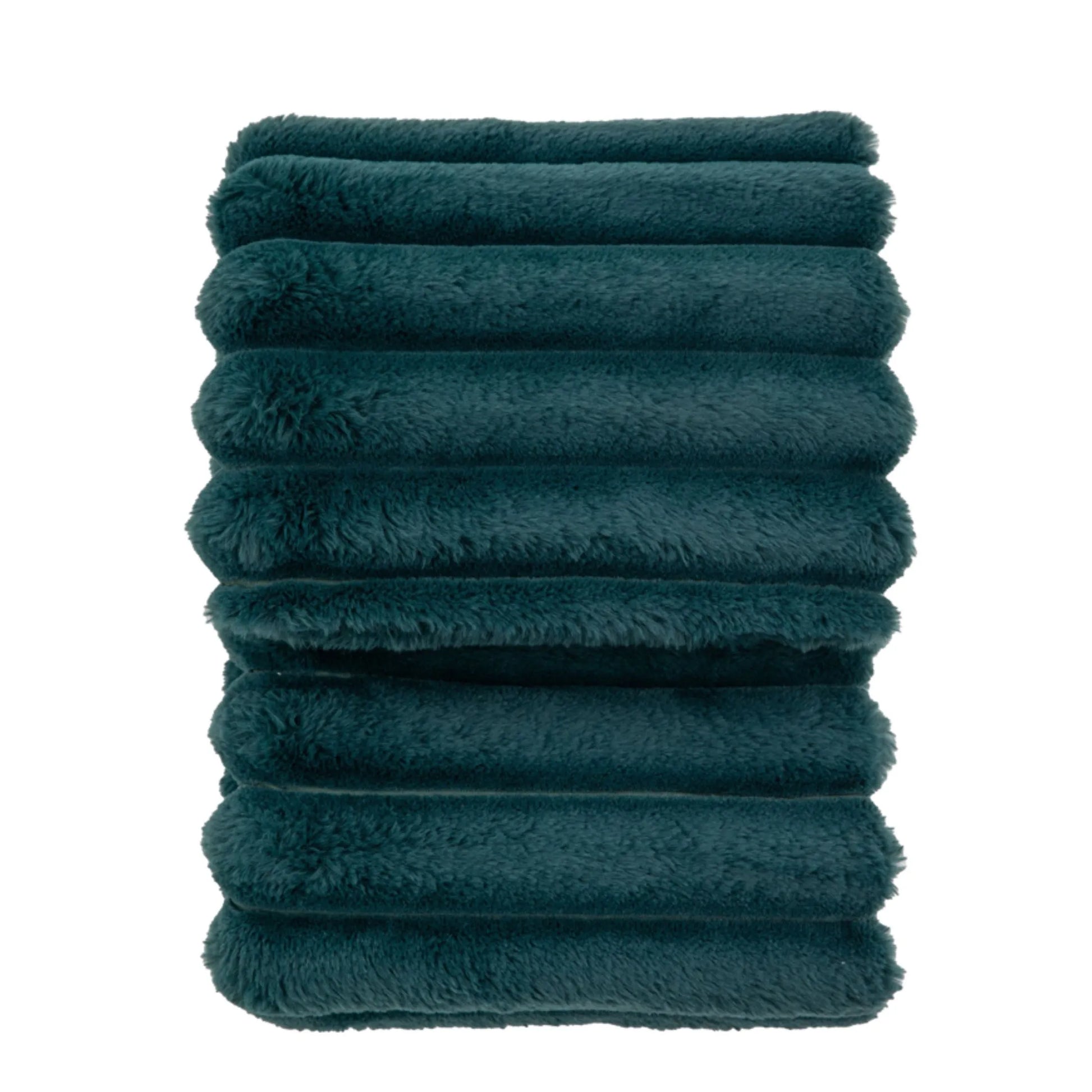 Teal Ribbed Faux Fur Throw 1