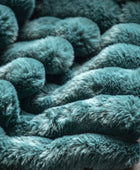 Teal Ribbed Faux Fur Throw 5