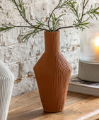 Terracotta Ribbed Cast Metal Vase 5