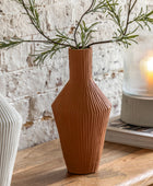 Terracotta Ribbed Cast Metal Vase 5