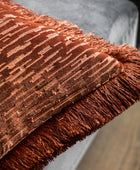 Terracotta Velvet Fringe Cushion