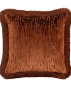 Terracotta Velvet Fringe Cushion 2