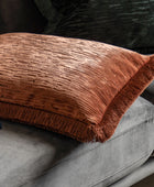 Terracotta Velvet Fringe Cushion 55