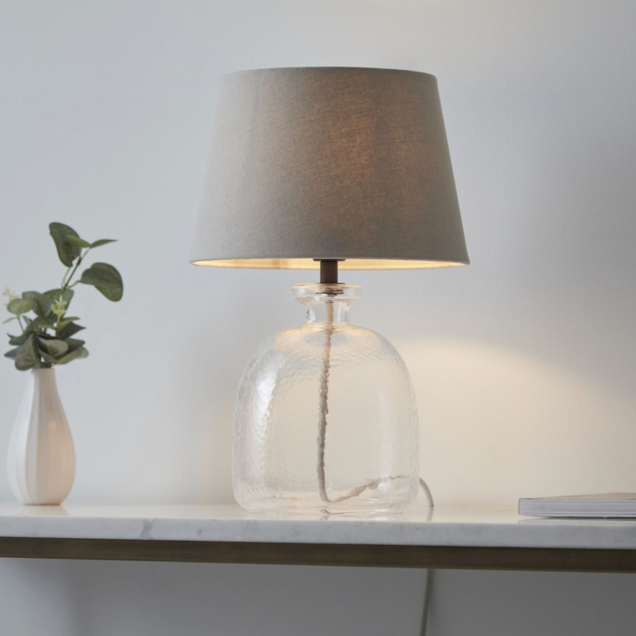 Textured Effect Glass Table Lamp & Shade