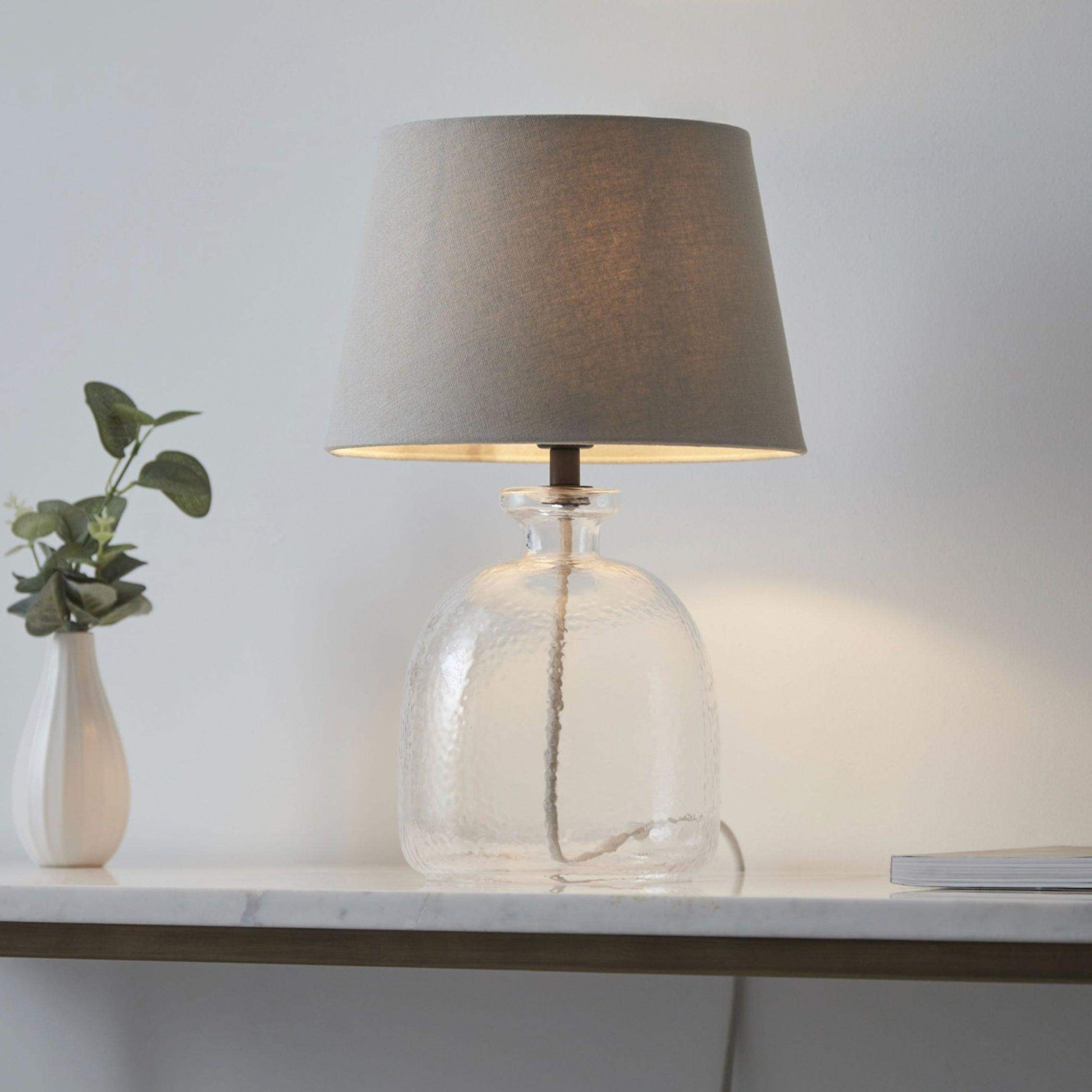 Textured Effect Glass Table Lamp & Shade - The Farthing