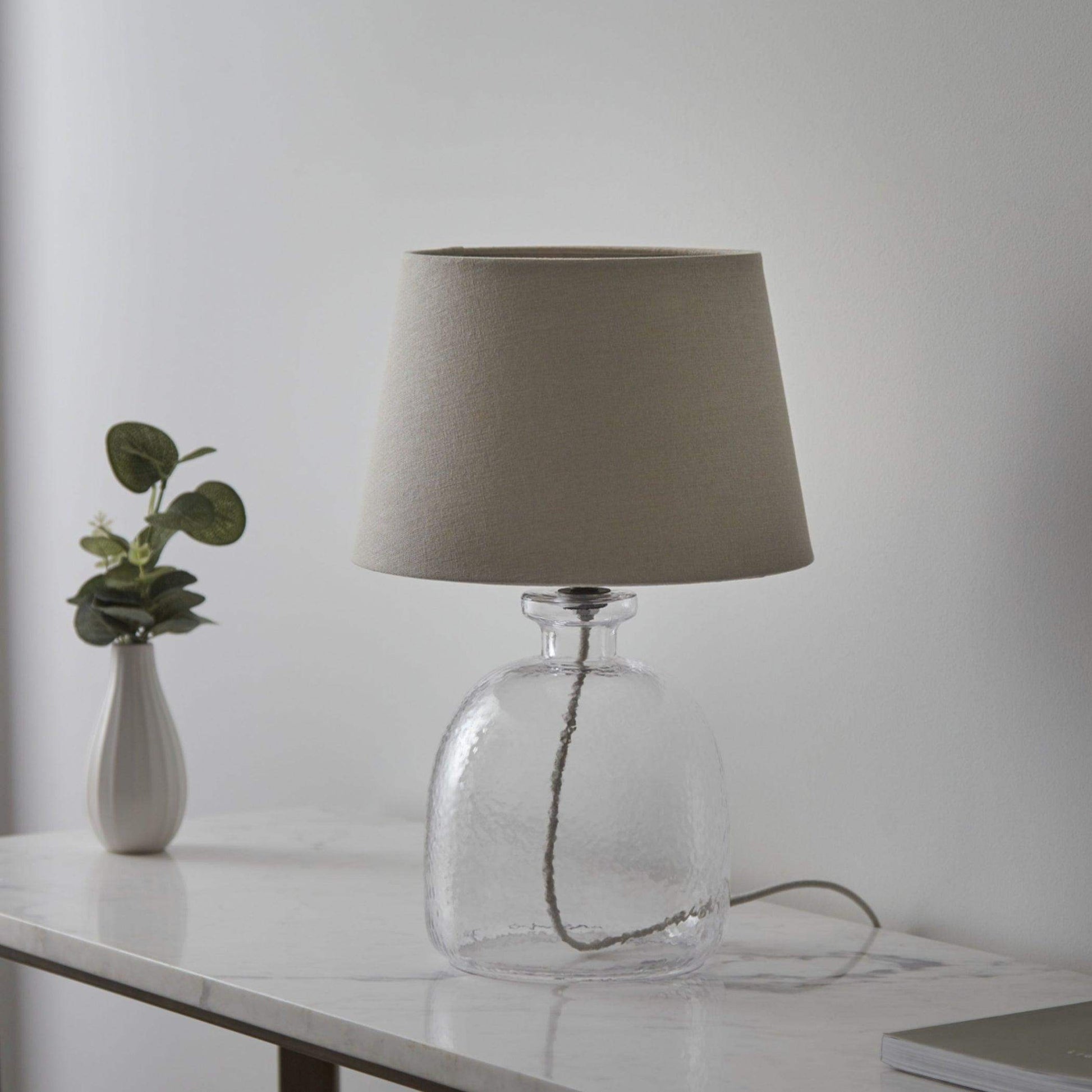 Textured Effect Glass Table Lamp & Shade - The Farthing