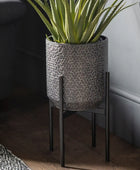 Textured Honeycomb Raised Metal Plant Pot