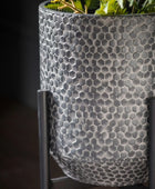 Textured Honeycomb Raised Metal Plant Pot 1