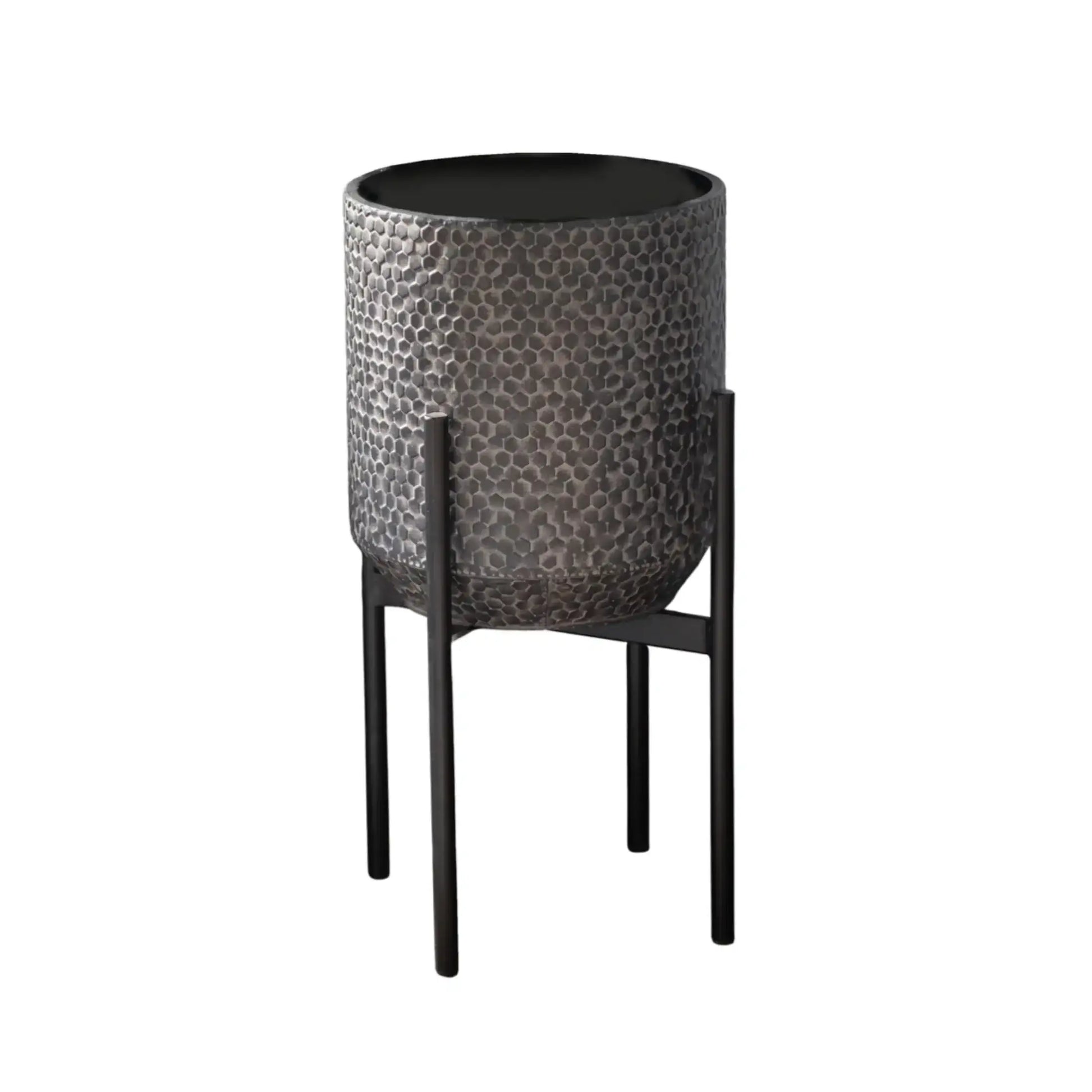 Textured Honeycomb Raised Metal Plant Pot 4