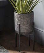 Textured Honeycomb Raised Metal Plant Pot