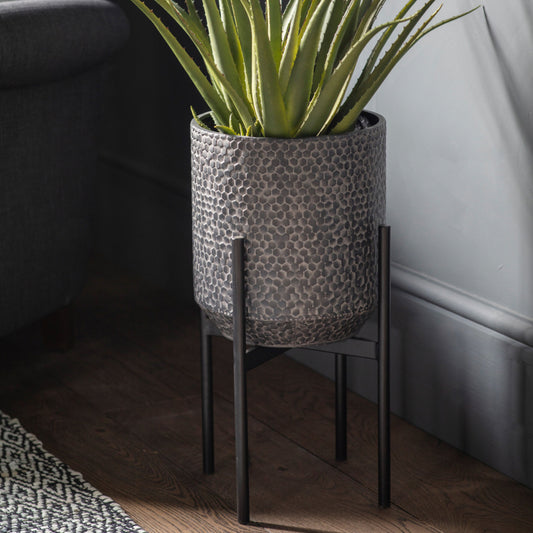 Textured Honeycomb Raised Metal Plant Pot