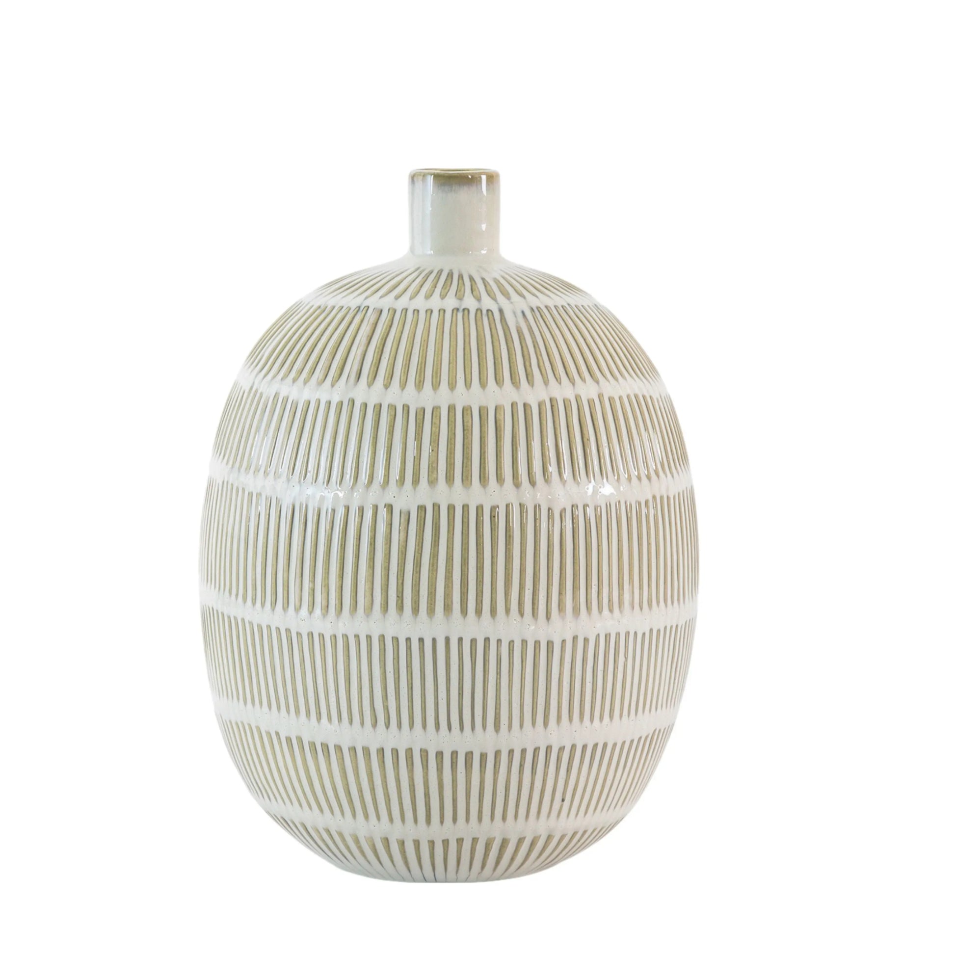 Textured Pattern Stoneware Vase