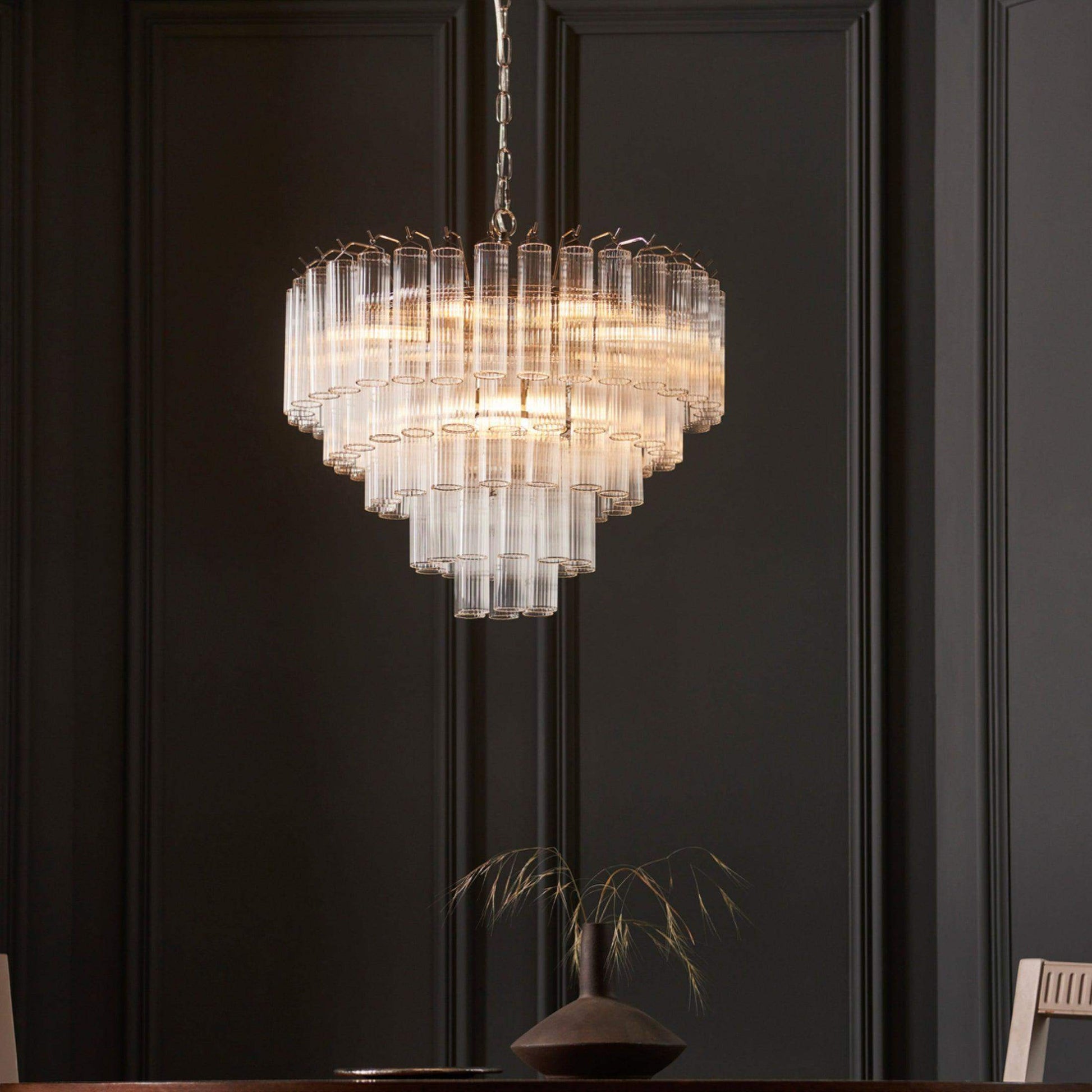 Tiered Tubular Glass Chandelier Pendant Light - The Farthing