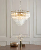 Tiered Tubular Glass Gold Chandelier Pendant Light