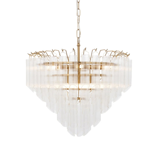 Tiered Tubular Glass Gold Chandelier Pendant Light 3