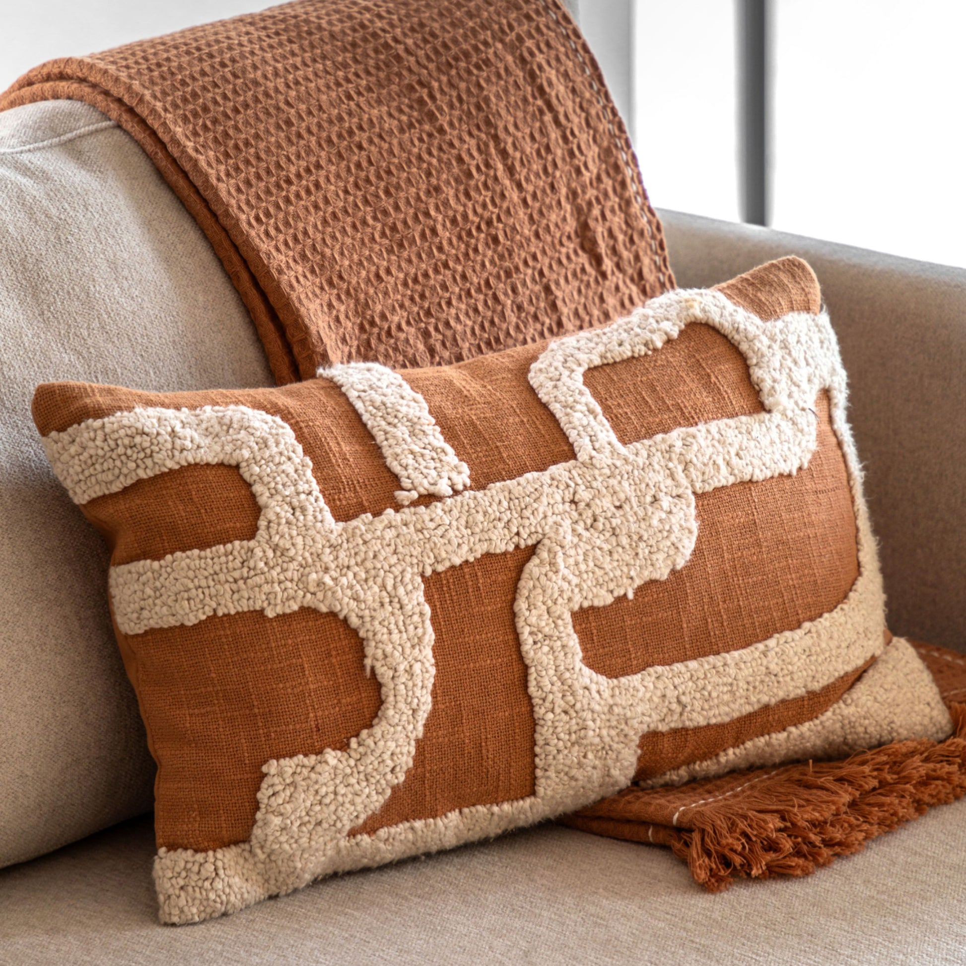 Tufted Abstract Apricot Cushion 5