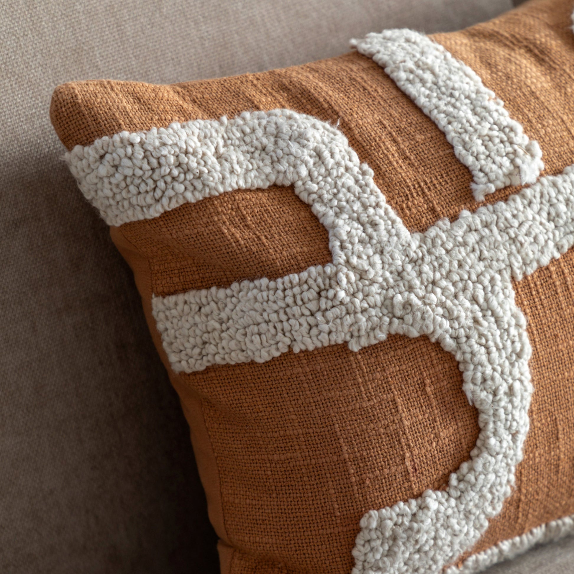 Tufted Abstract Apricot Cushion