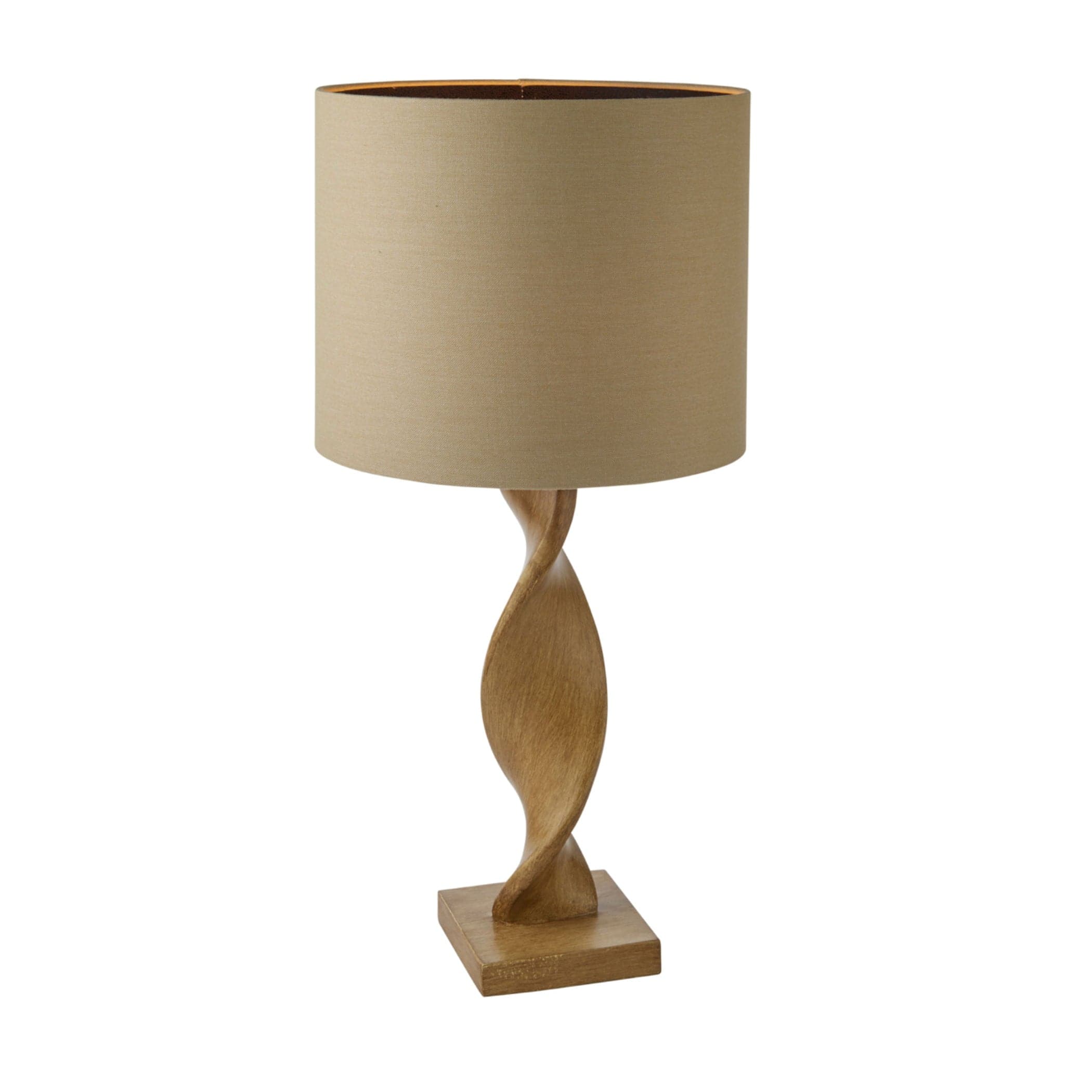 Twisted Wood Effect Table Lamp & Shade 2