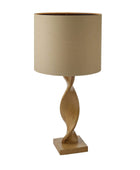 Twisted Wood Effect Table Lamp & Shade - The Farthing