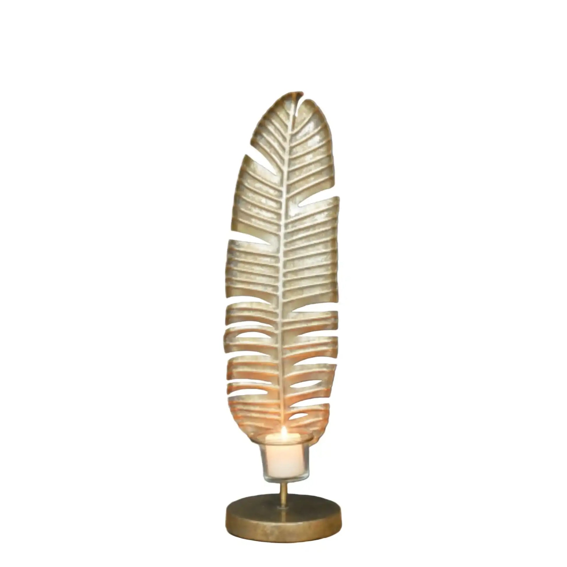 Decorative leaf-shaped lamp on a white background