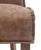 Two Brown Leather Padded Fabric Counter Stools - The Farthing