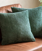 Two Green Chenille Weave Pattern Cushions 6