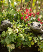 Two Green Garden Frog Ornaments