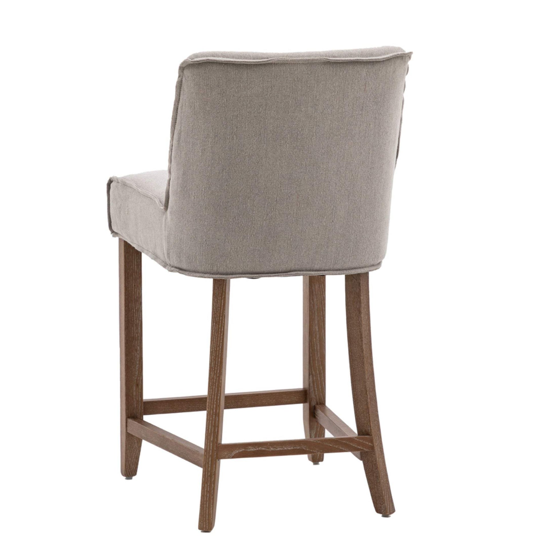 Two Grey Padded Fabric Counter Stools - The Farthing