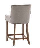 Two Grey Padded Fabric Counter Stools - The Farthing