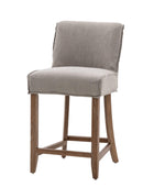 Two Grey Padded Fabric Counter Stools - The Farthing