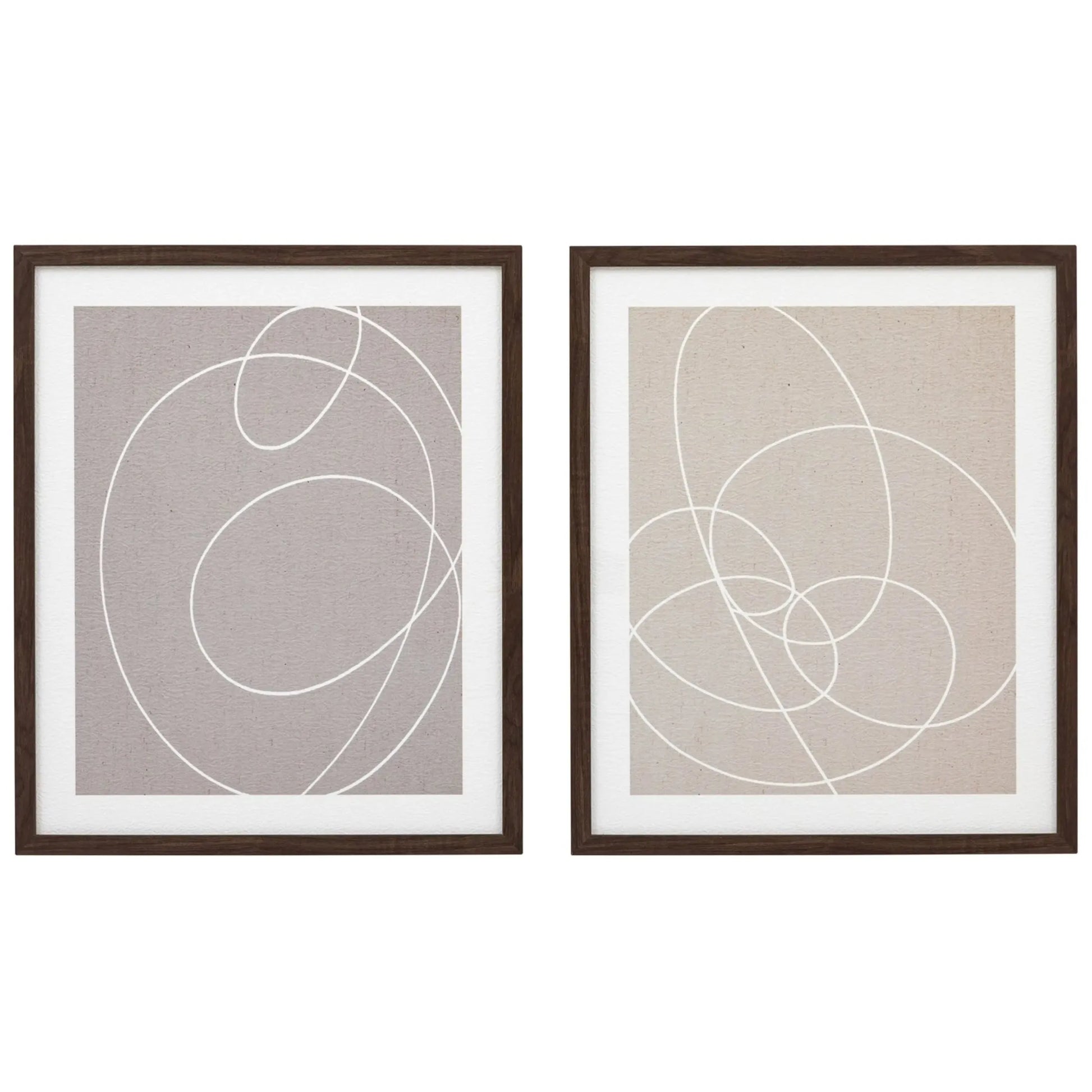 Two Neutral Circles Framed Print Set 2