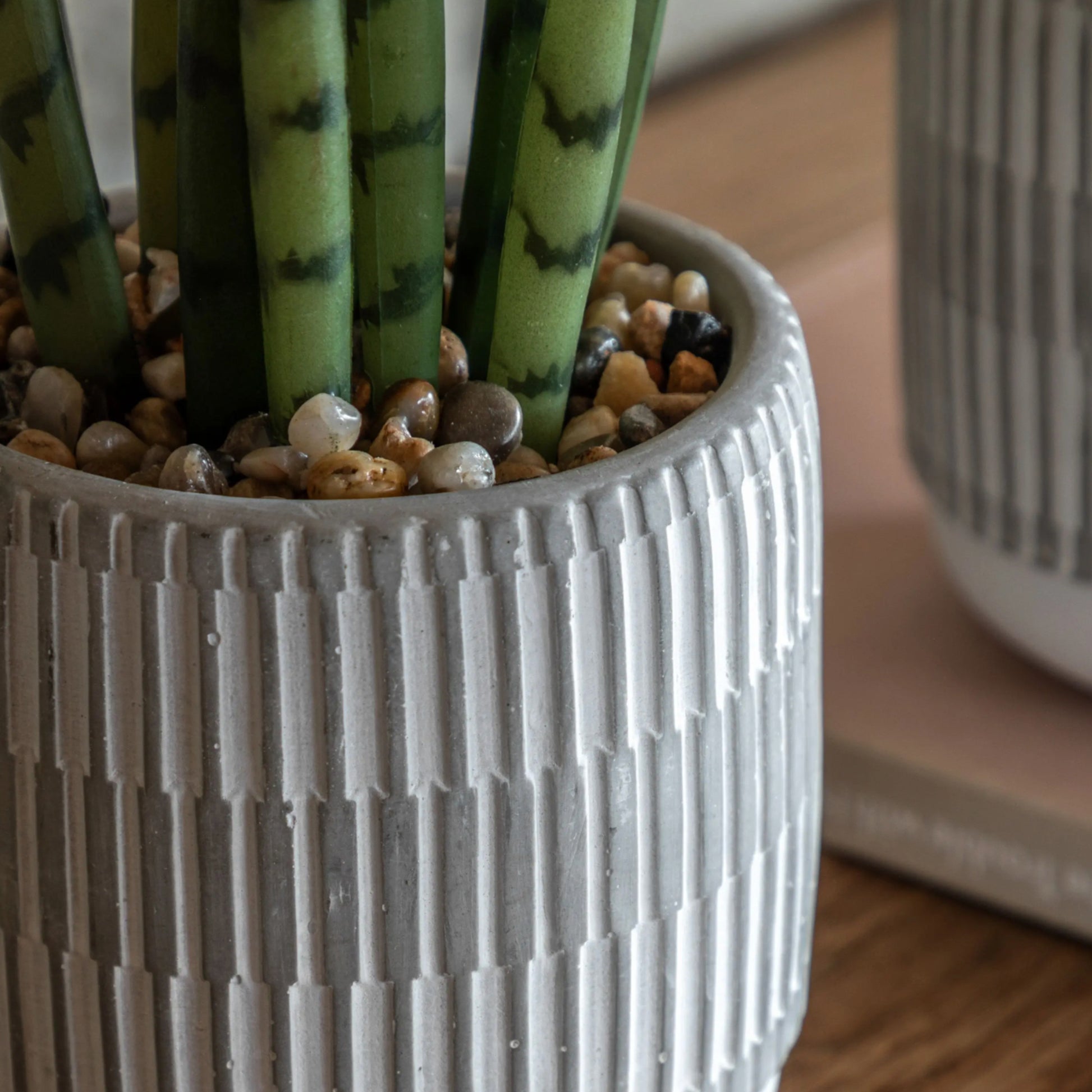 Two Small Potted Faux Succulents in Ceramic Pots 5