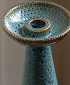 Two Teal Reactive Glaze Ceramic Candle Stick Set 3